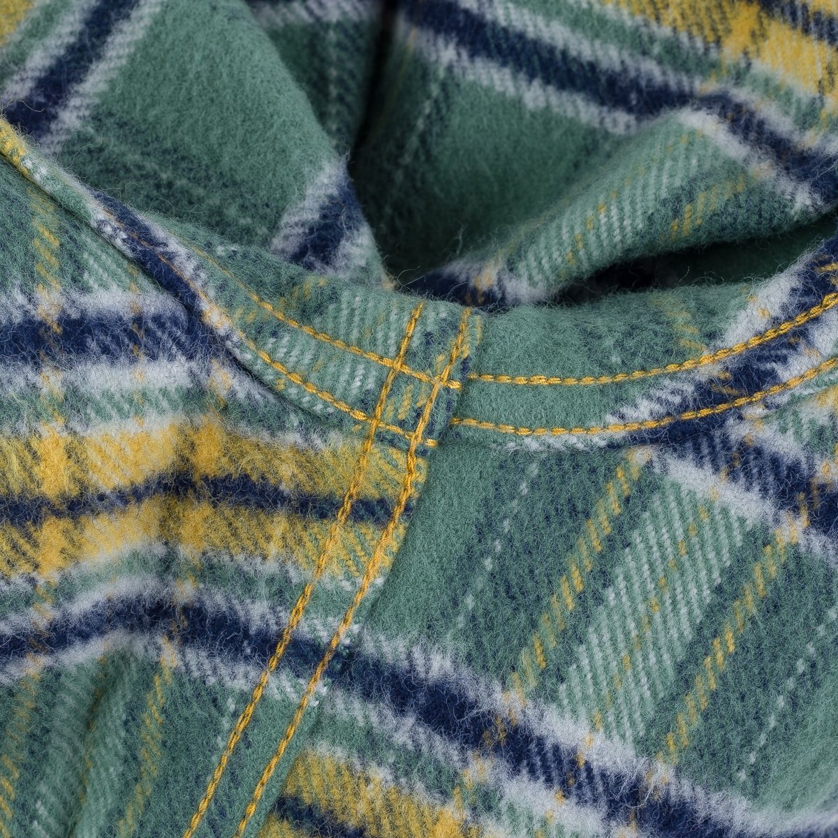 Ultra Heavy Flannel Tartan Check Western Shirt - Green - 14