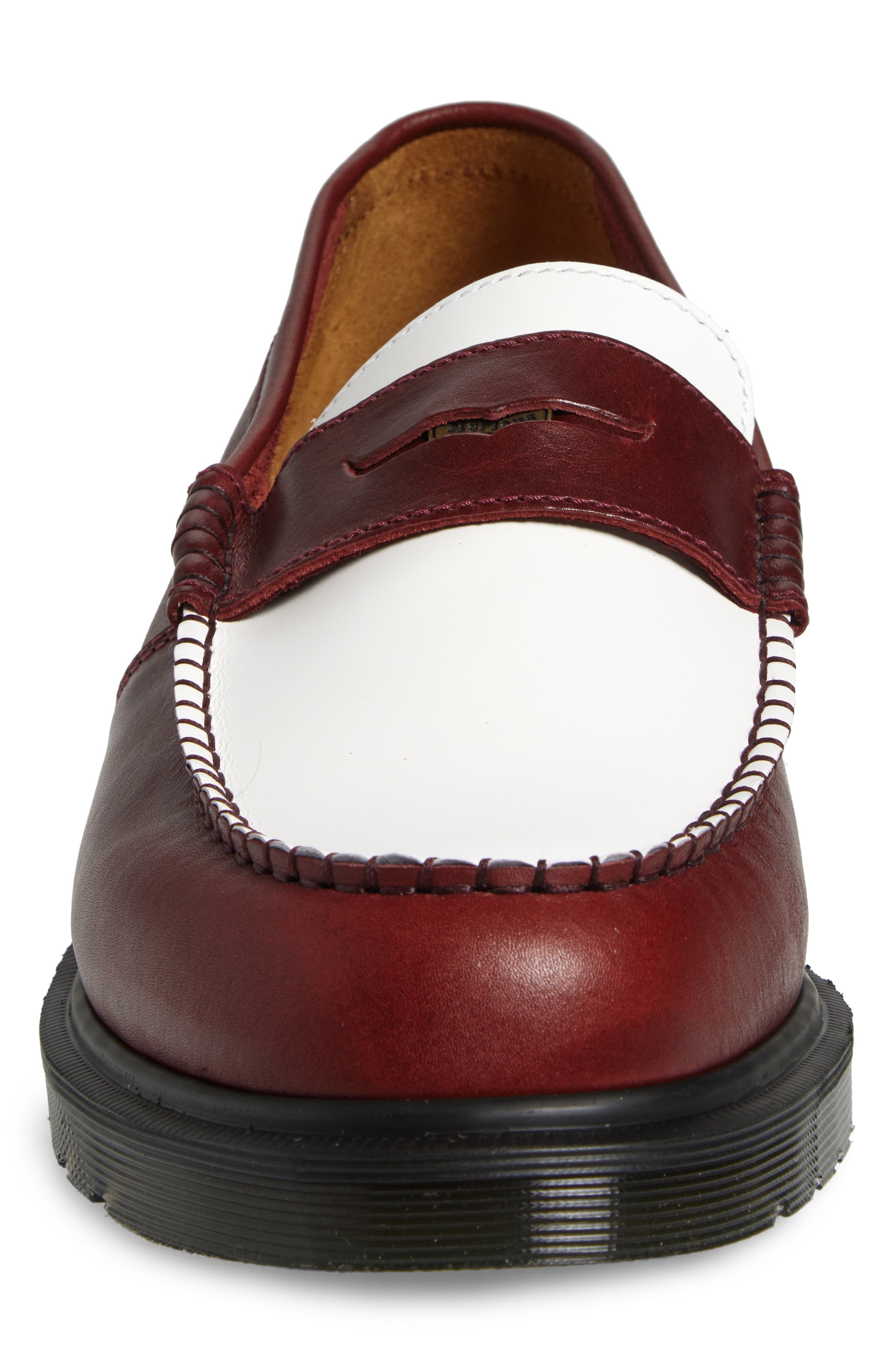Dr. Martens Penton Two-Tone Penny Loafer in Burgundy White Classic Calf at Nordstrom - 4
