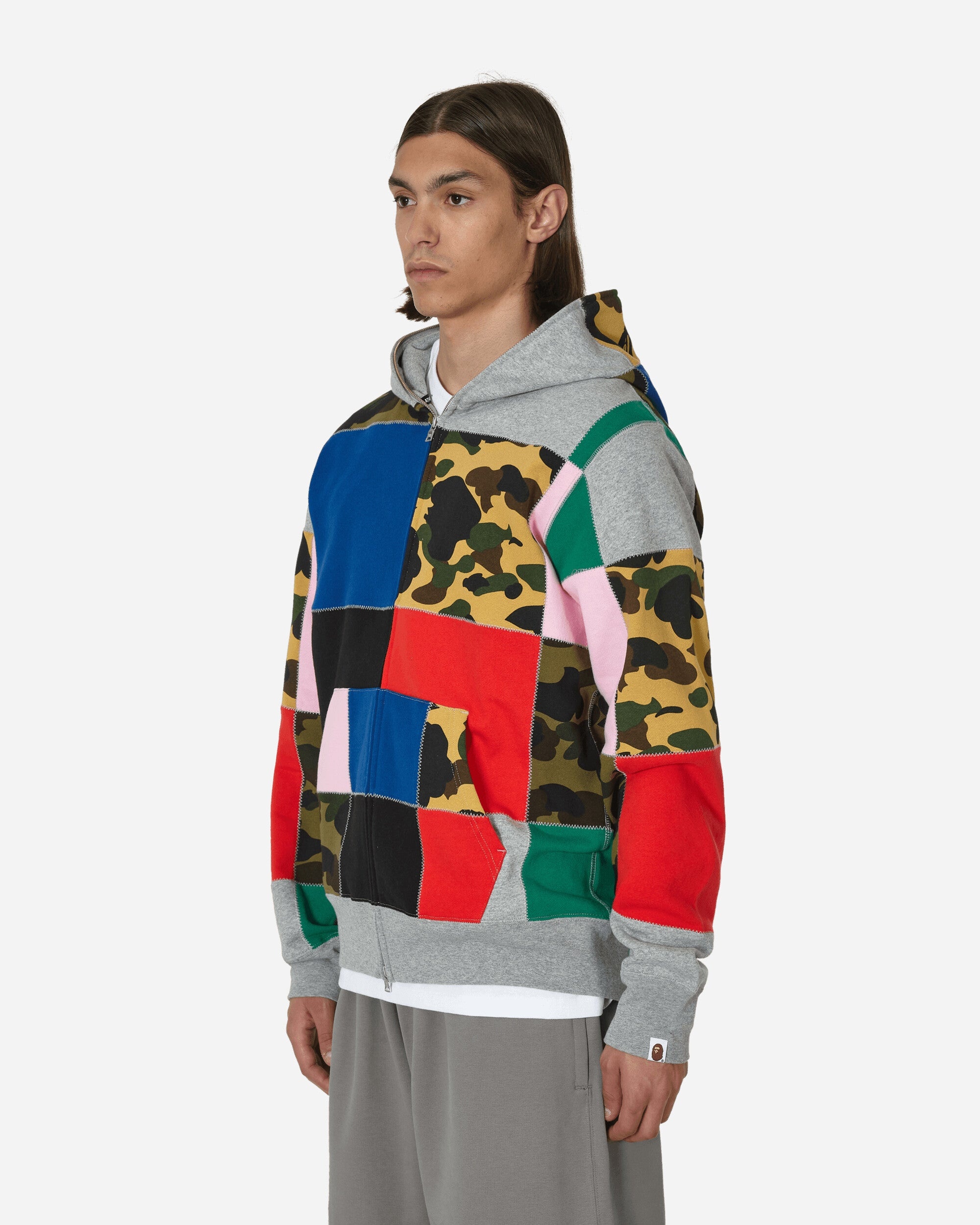 Patchwork Full Zip Hooded Sweatshirt Multicolor - 2