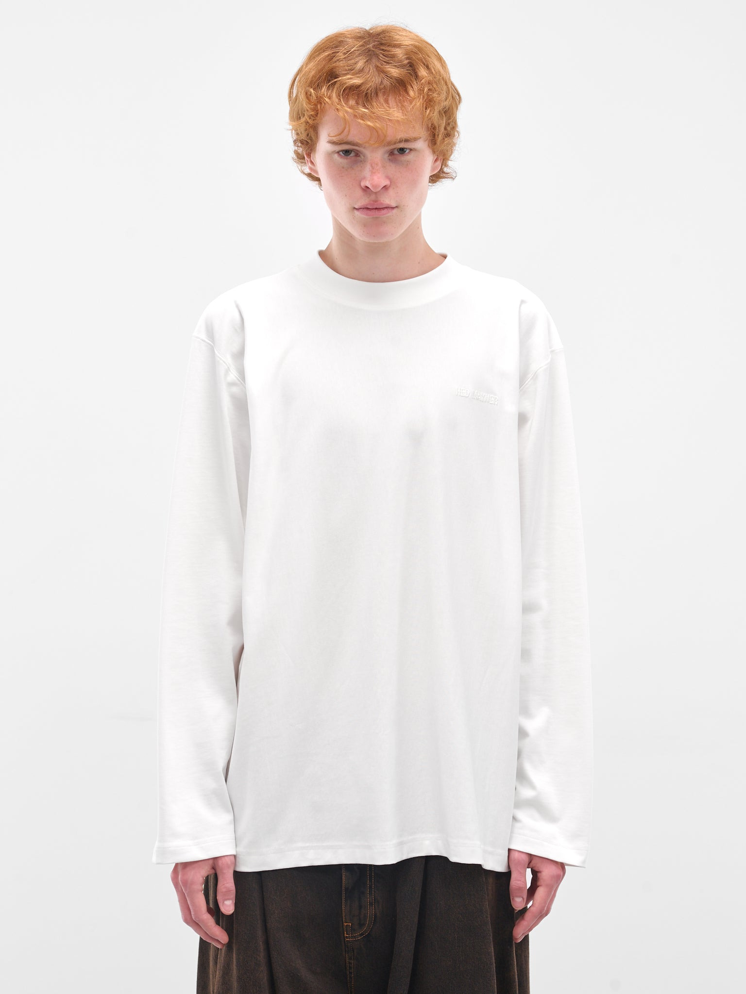 White Oversized Embroidered Long Sleeve - 1