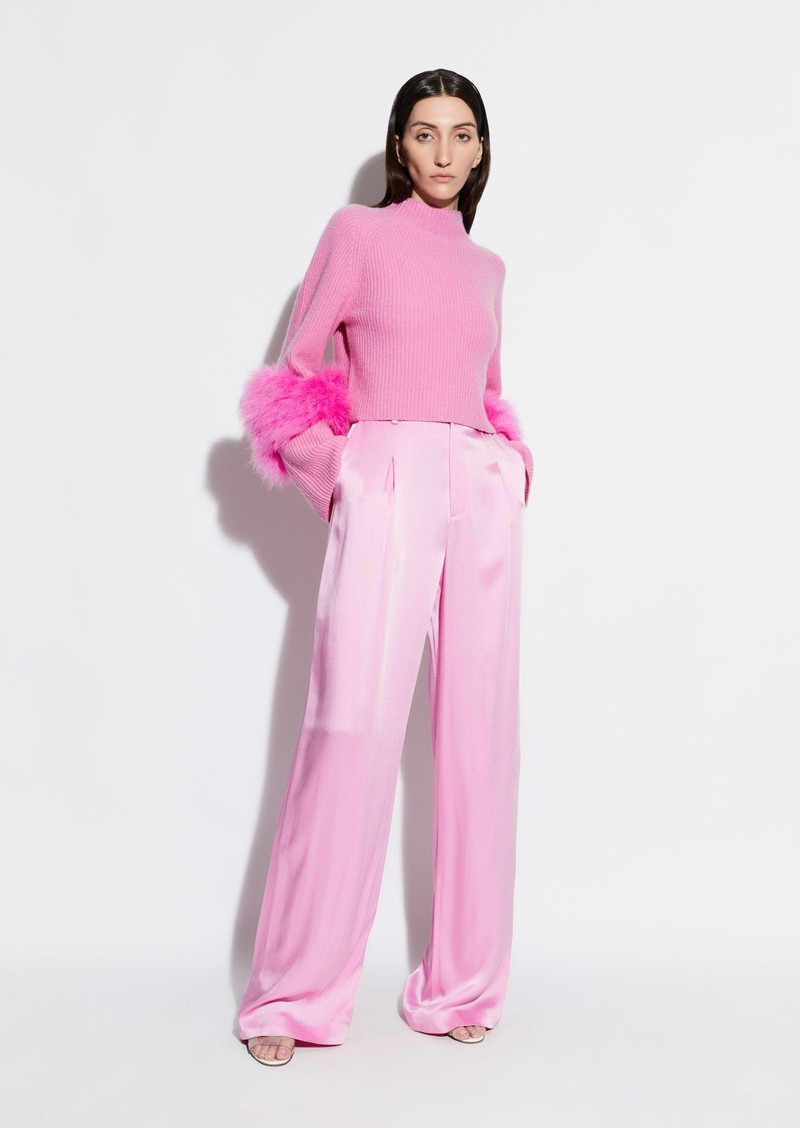 LAPOINTE Airy Cashmere Cropped Sweater With Marabou Feathers outlook