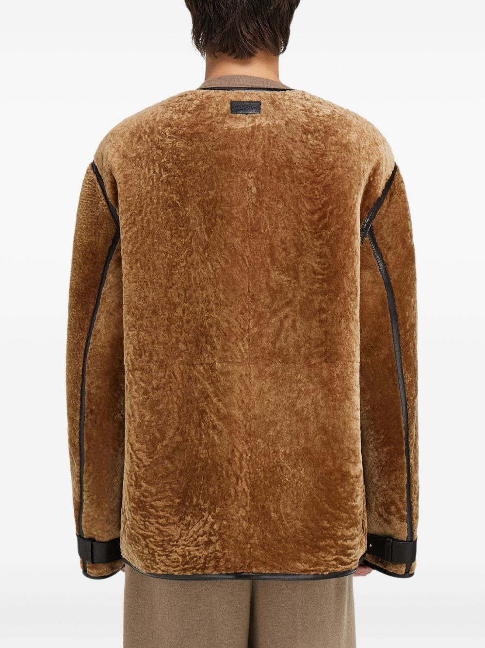 shearling leather-trimmed jacket - 4