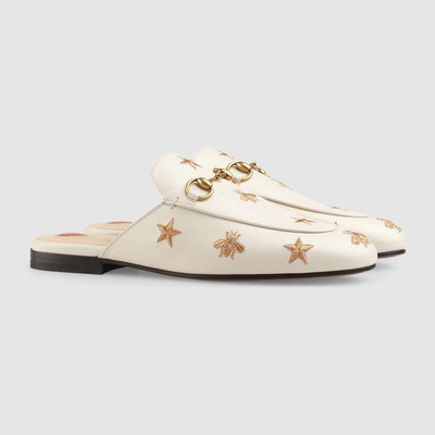 GUCCI Princetown embroidered leather slipper outlook