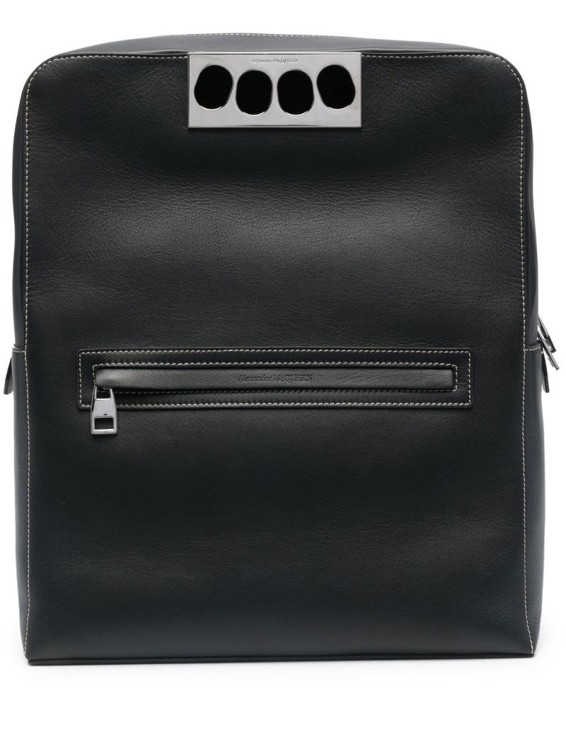 signature-handle leather backpack - 1