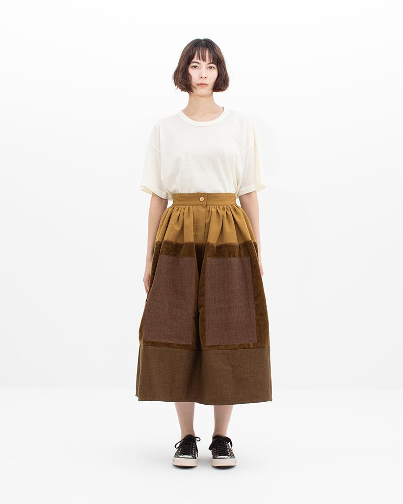 ELEVATION SKIRT P.W. WOOL CORDS W LT.BROWN - 3