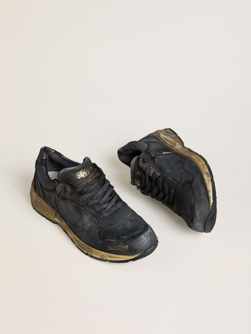 Golden Goose Women's Dad-Star in black naplak and crackle leather with black star and heel tab outlook