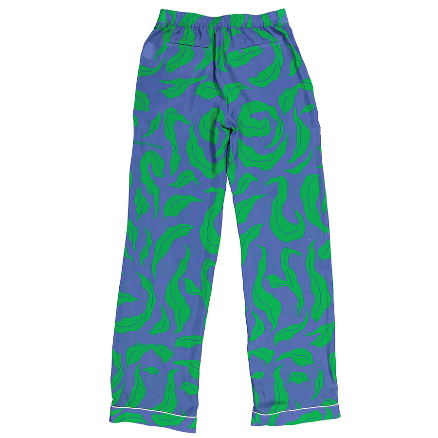 Off-White Illusion Pajama-Style Trousers in Blue/Green - 2