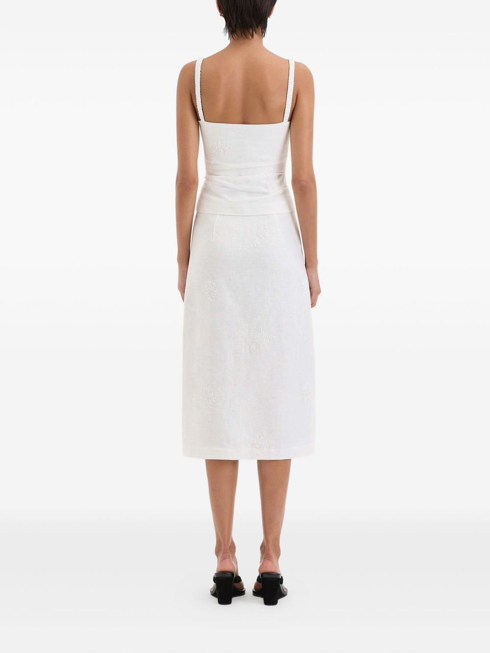 floral-embroidered midi skirt - 3