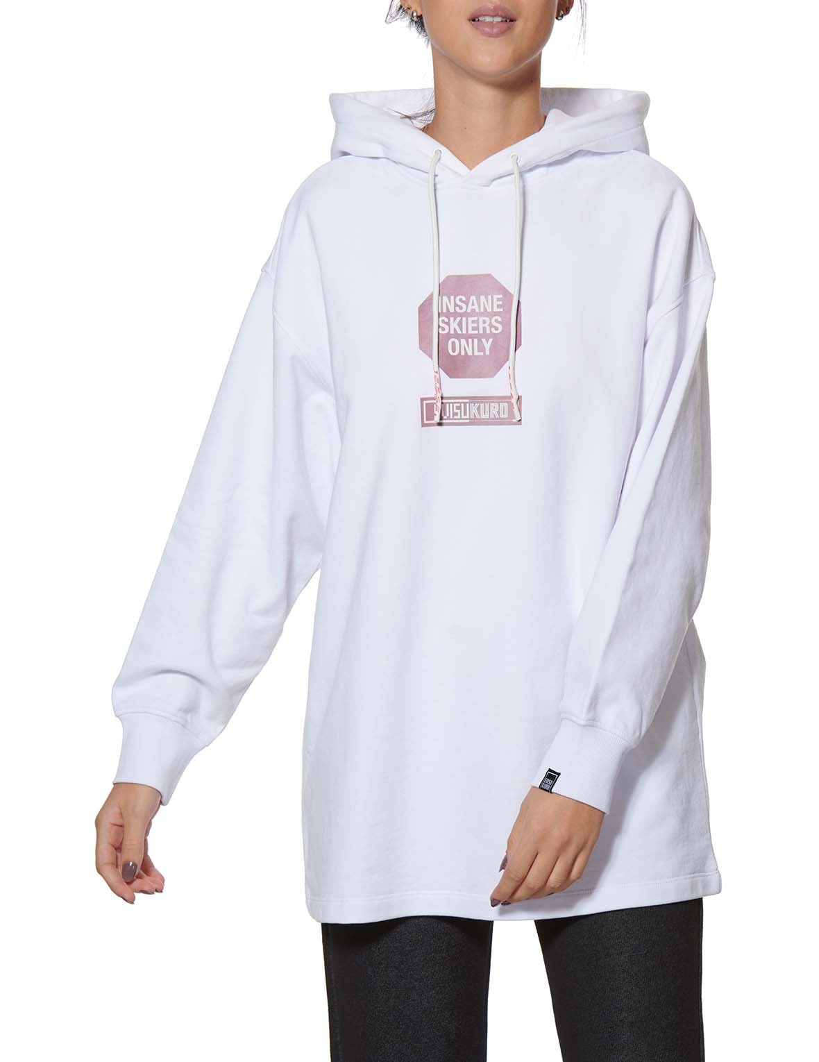 Warning Sign Print Oversized Hoodie - 4