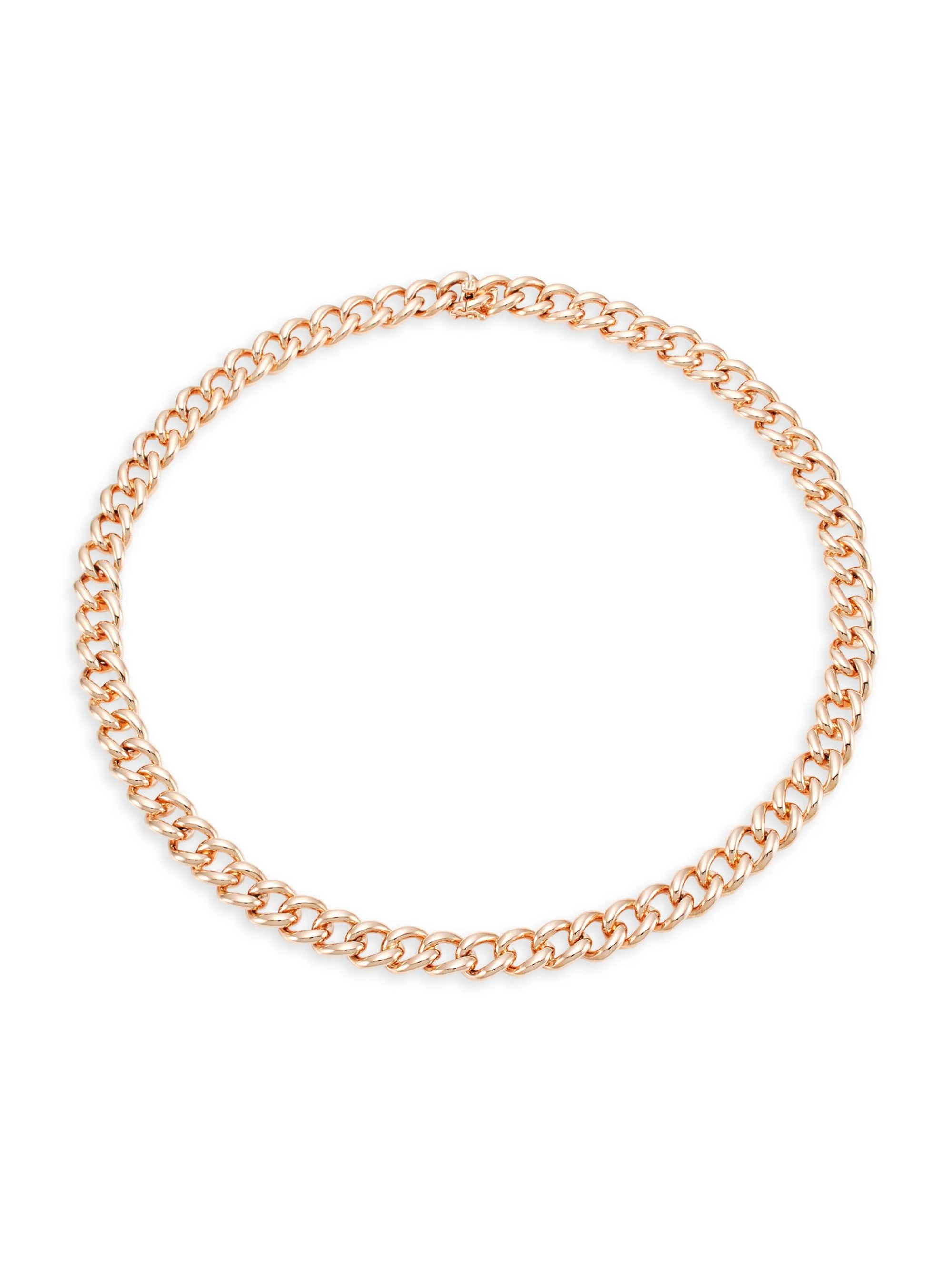 Women's Naples 18K Rose Gold Chain Link Choker Necklace - Rose Gold - 1