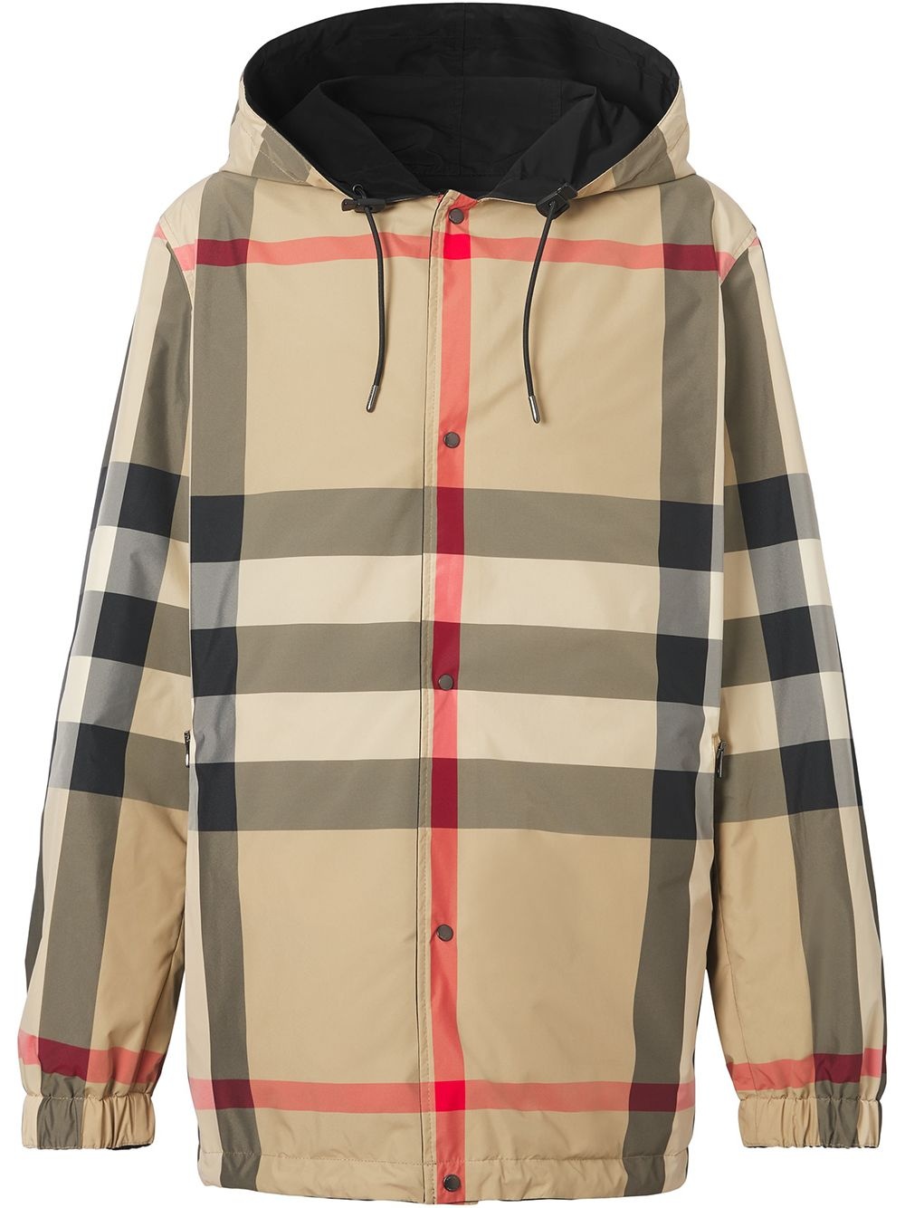 Check motif hooded jacket - 1