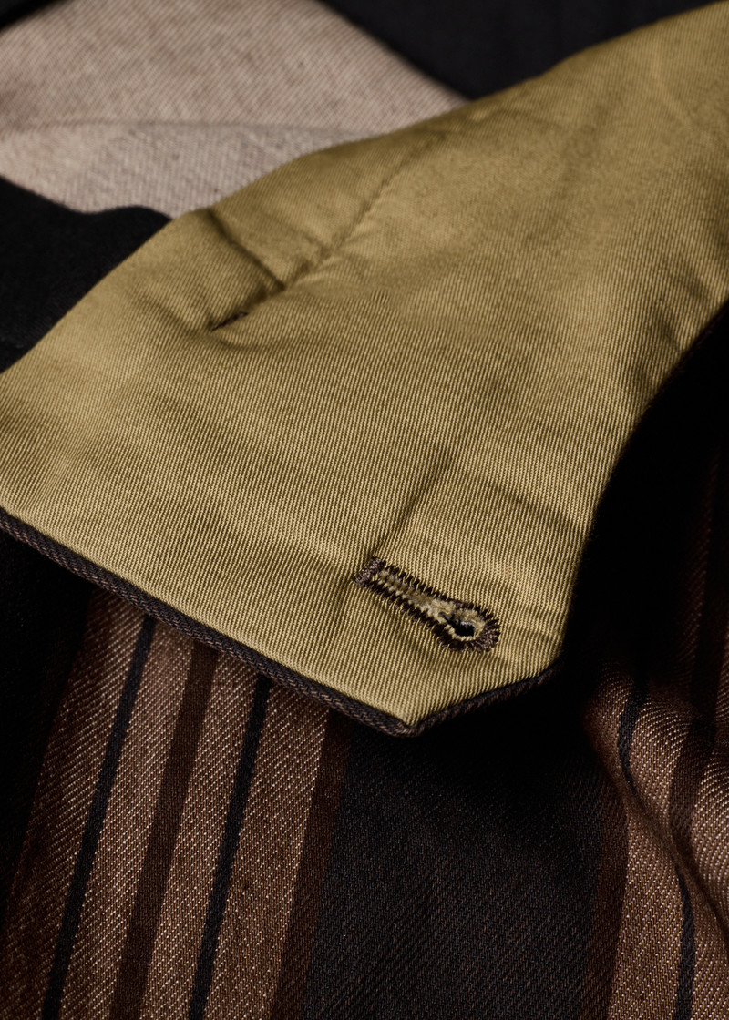 Brown Stripe Pleated Cotton Shorts 6