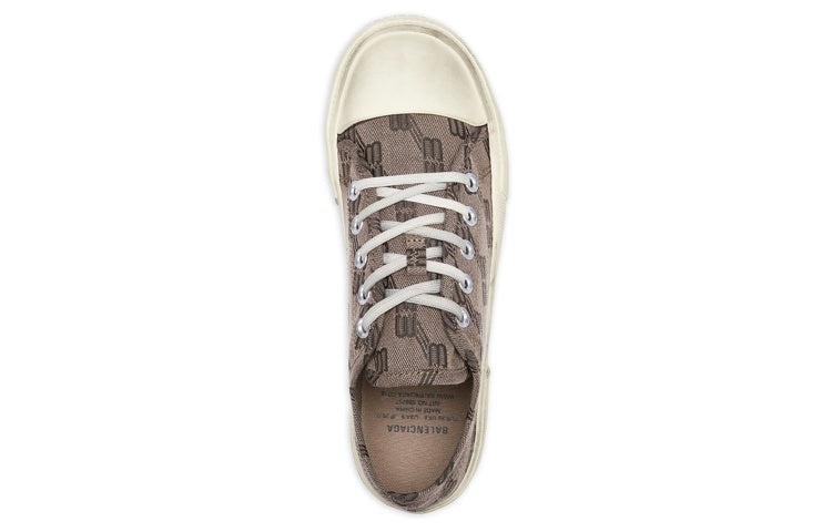 Balenciaga Paris Low Top Sneakers 'Tan Allover Logo Cotton and White Rubber' 688754W3RQ22298 - 2