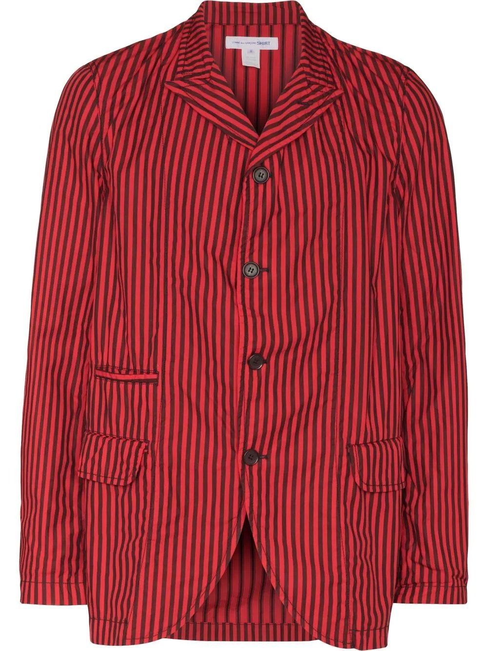 striped single-breasted blazer - 1