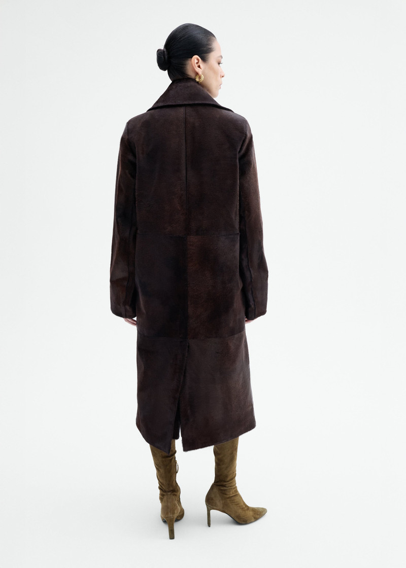 Polished Calf Hair Coat in Chocolate 5