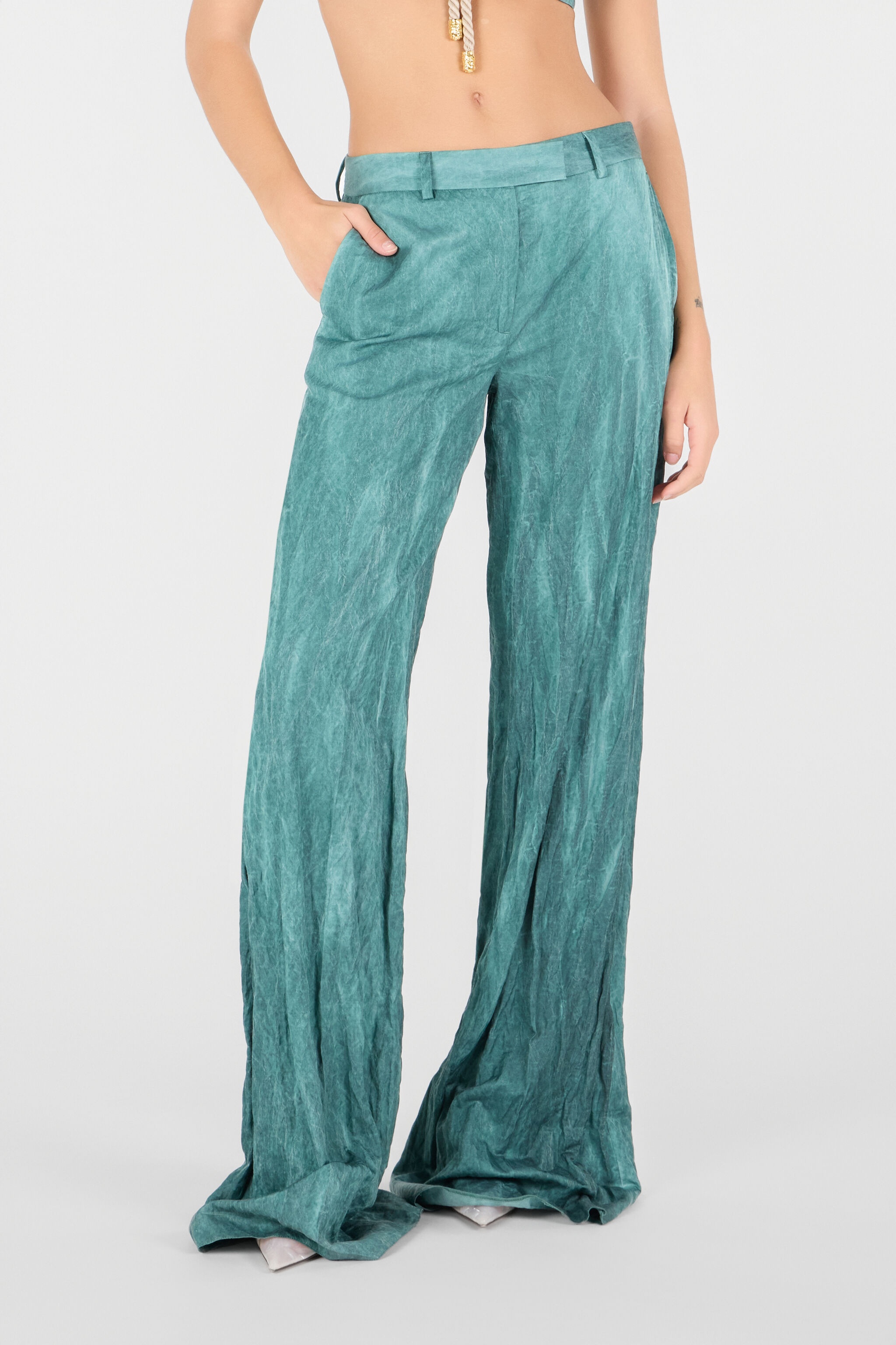 Crinkled Texture Trousers - 3