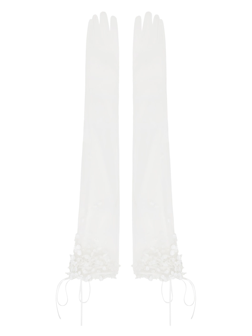 SSENSE Exclusive White Sequinned Sheer Gloves - 2