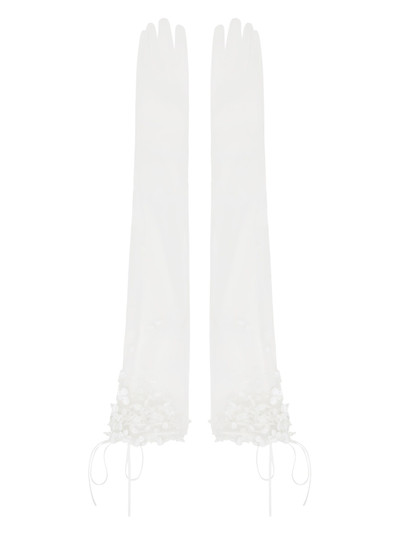 SHUSHU/TONG SSENSE Exclusive White Sequinned Sheer Gloves outlook