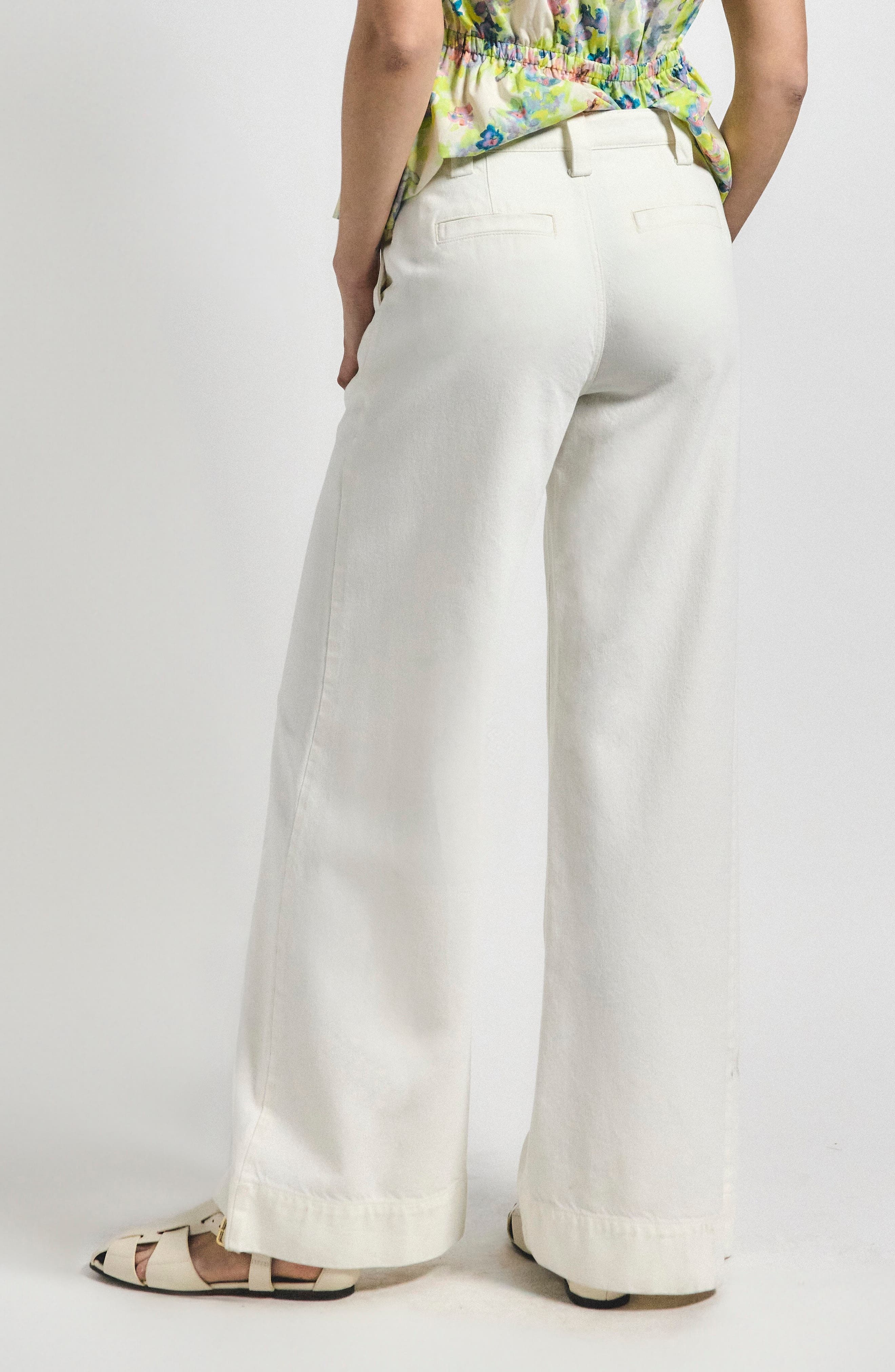 Derek Lam 10 Crosby Quinto Button Tab Wide Leg Pants in Blanc De Blanc at Nordstrom - 2