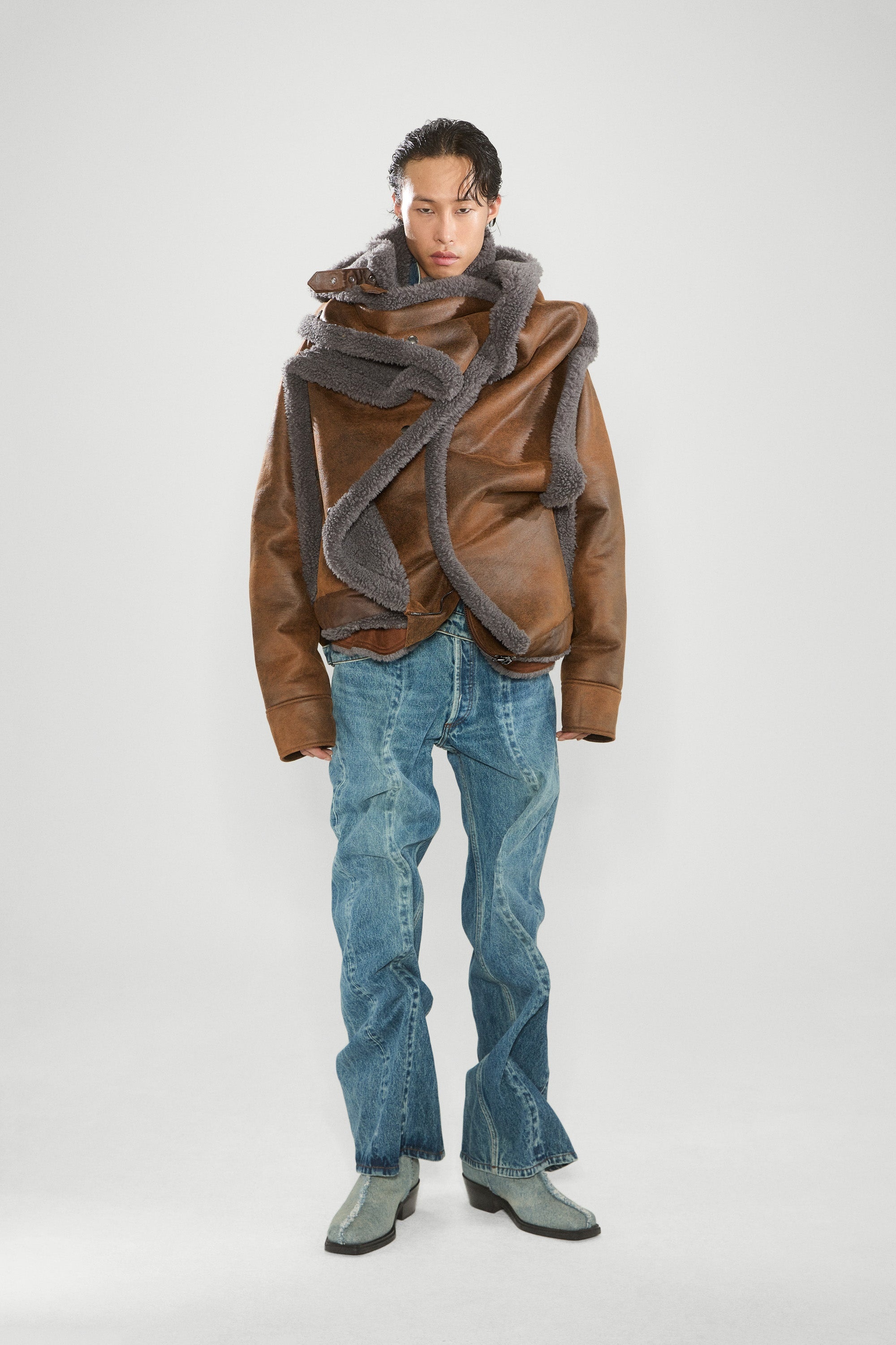 Snap Off Panel Hood Aviator Jacket - 1