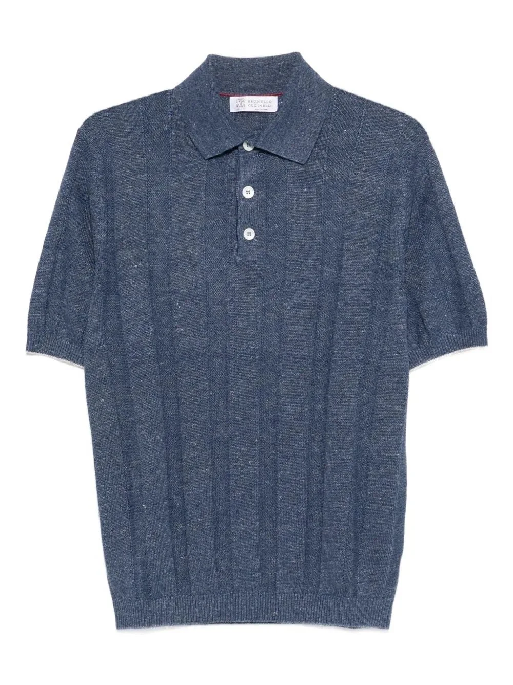 Brunello Cucinelli Men Linen And Cotton Wide Rib Knit Polo - 1