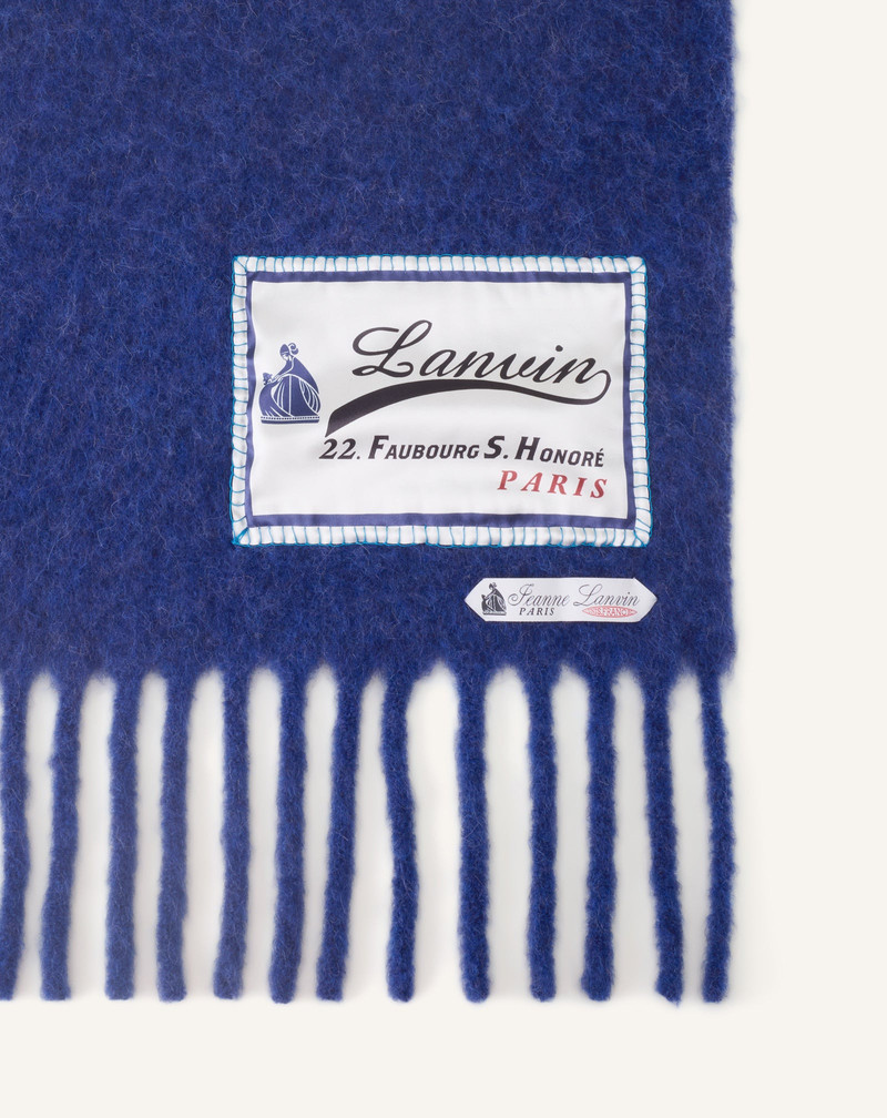 BLUE FRINGED WOOL SCARF WITH 22 FAUBOURG LABEL 3