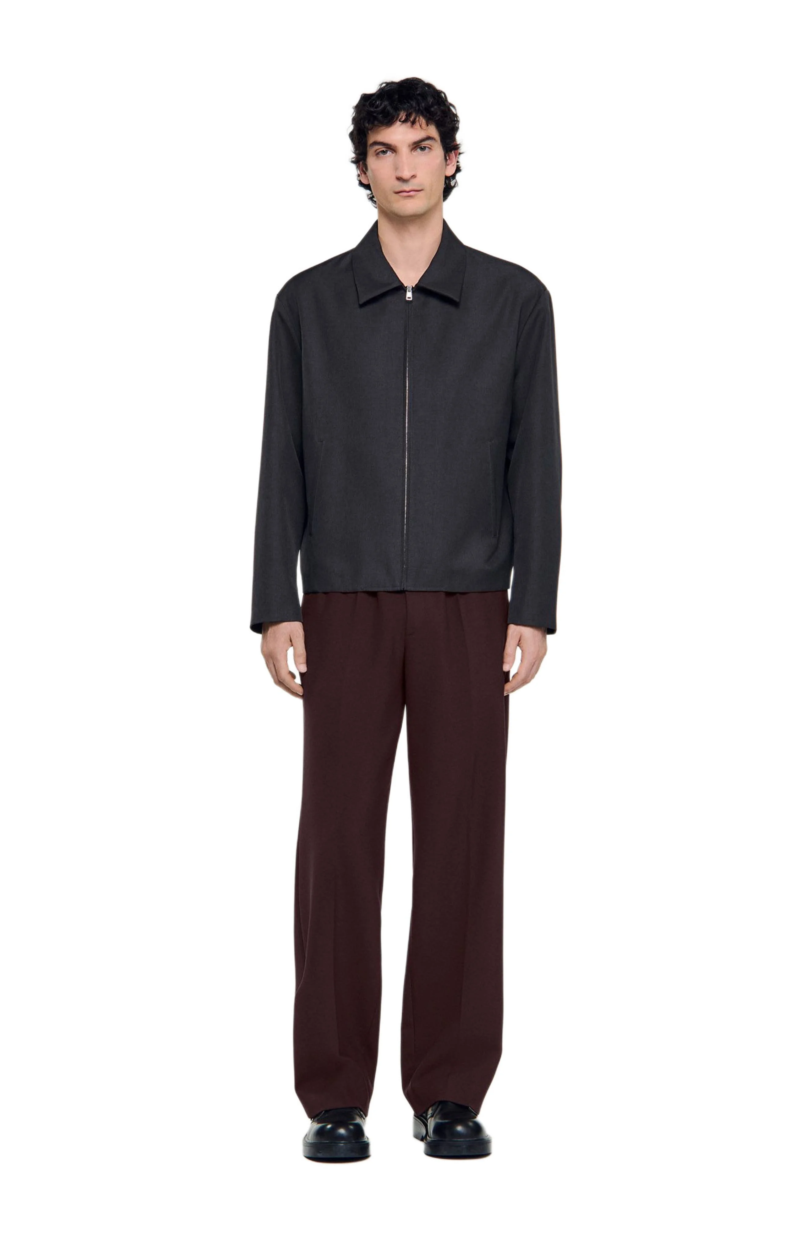 SANDRO Technical zip-up jacket in Dark Grey at Nordstrom - 1
