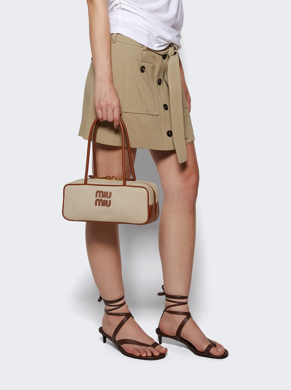 Beau Canvas Bag Natural And Brandy - 2