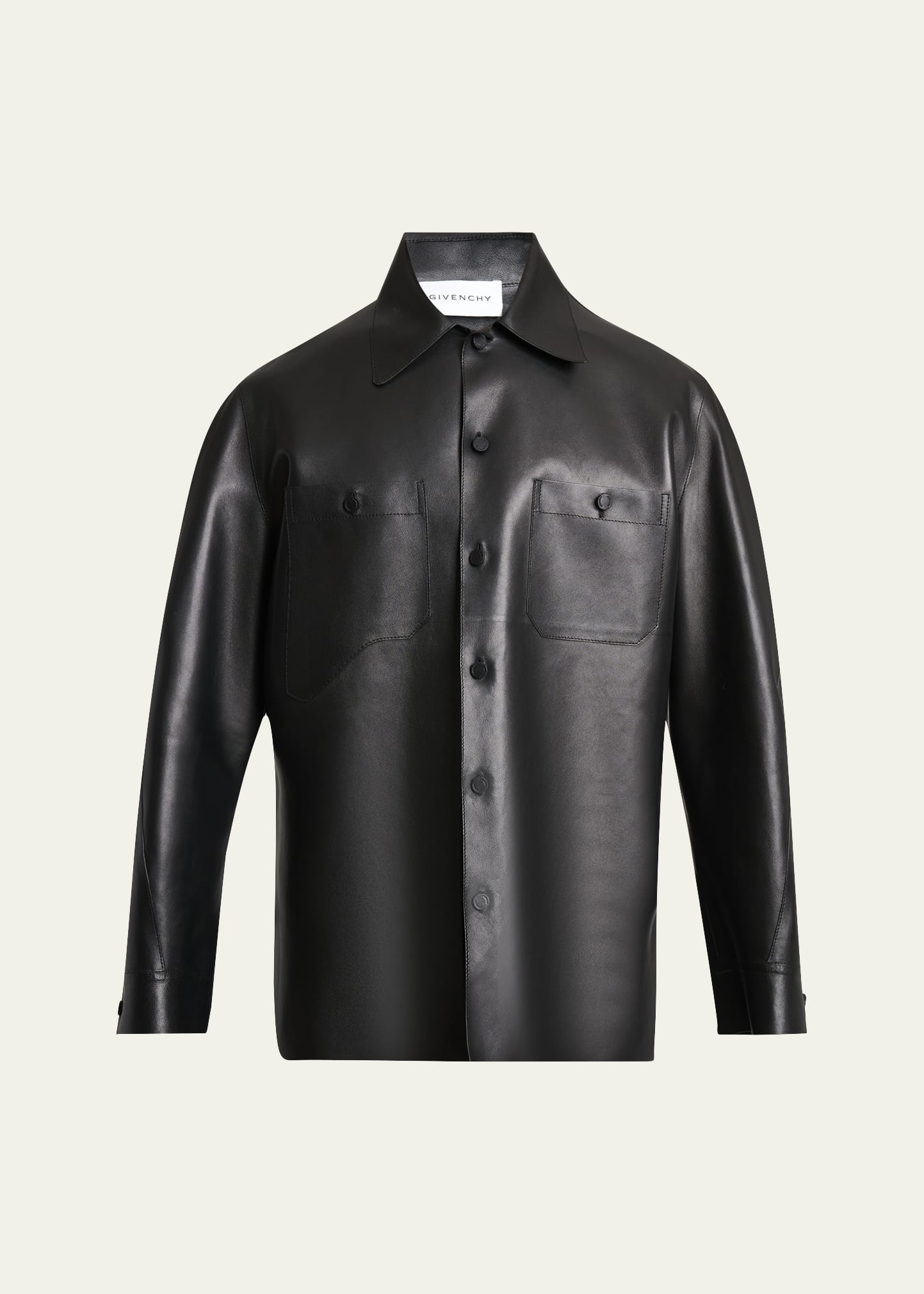 Men's Tonal Leather Overshirt - 1