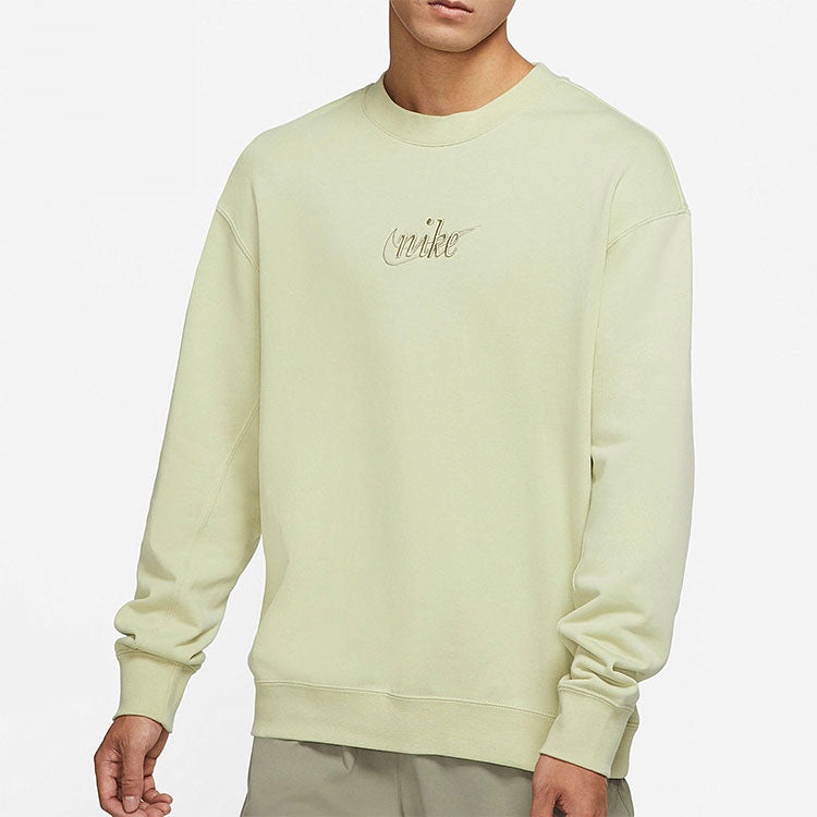 Men's Nike Embroidered Logo Sports Round Neck Pullover Green DR7836-371 - 4