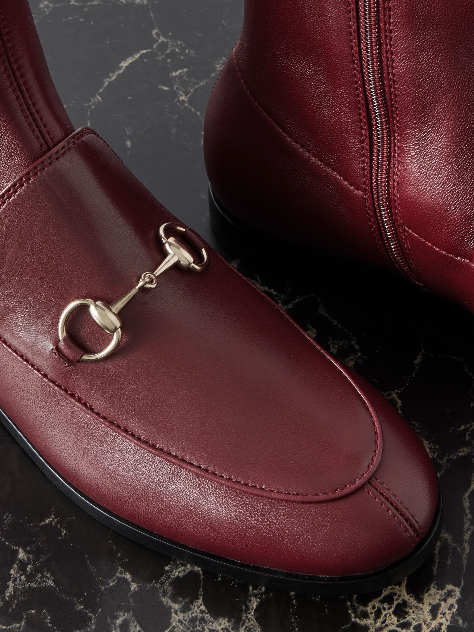 Jordaan horsebit-detailed leather ankle boots Burgundy - 4