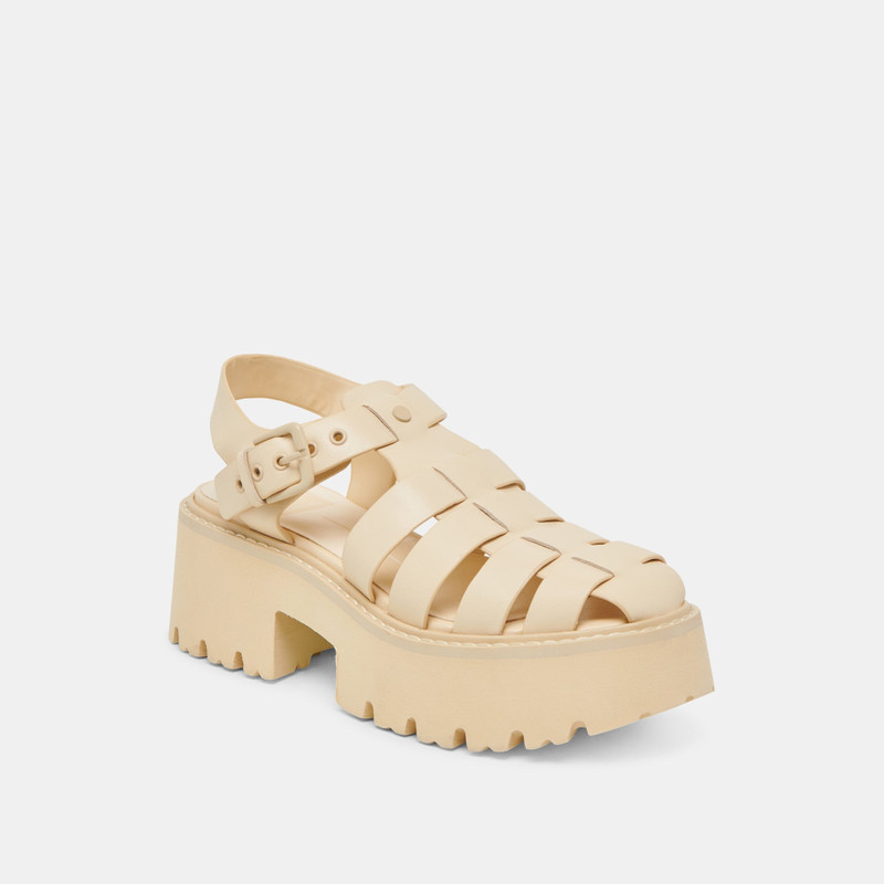 LASLY TONAL SANDALS LIGHT YELLOW LEATHER 3