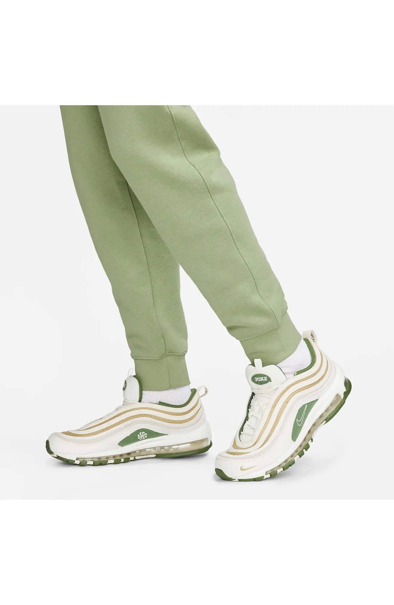 Sportswear Club Pocket Fleece Joggers in Oil Green/White - 6