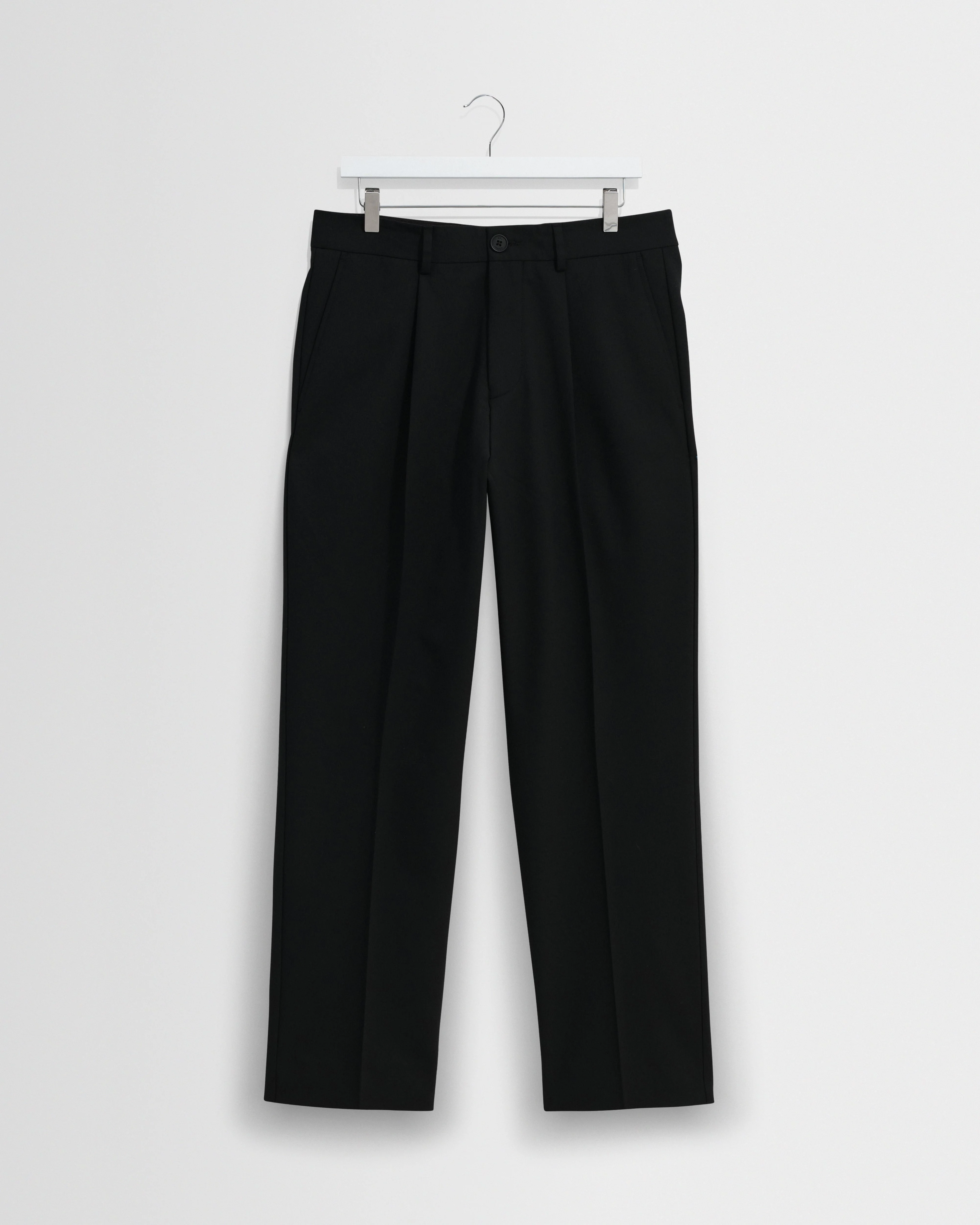 Aubyn - Black Wool Blend Twill Pleated Trousers - 1