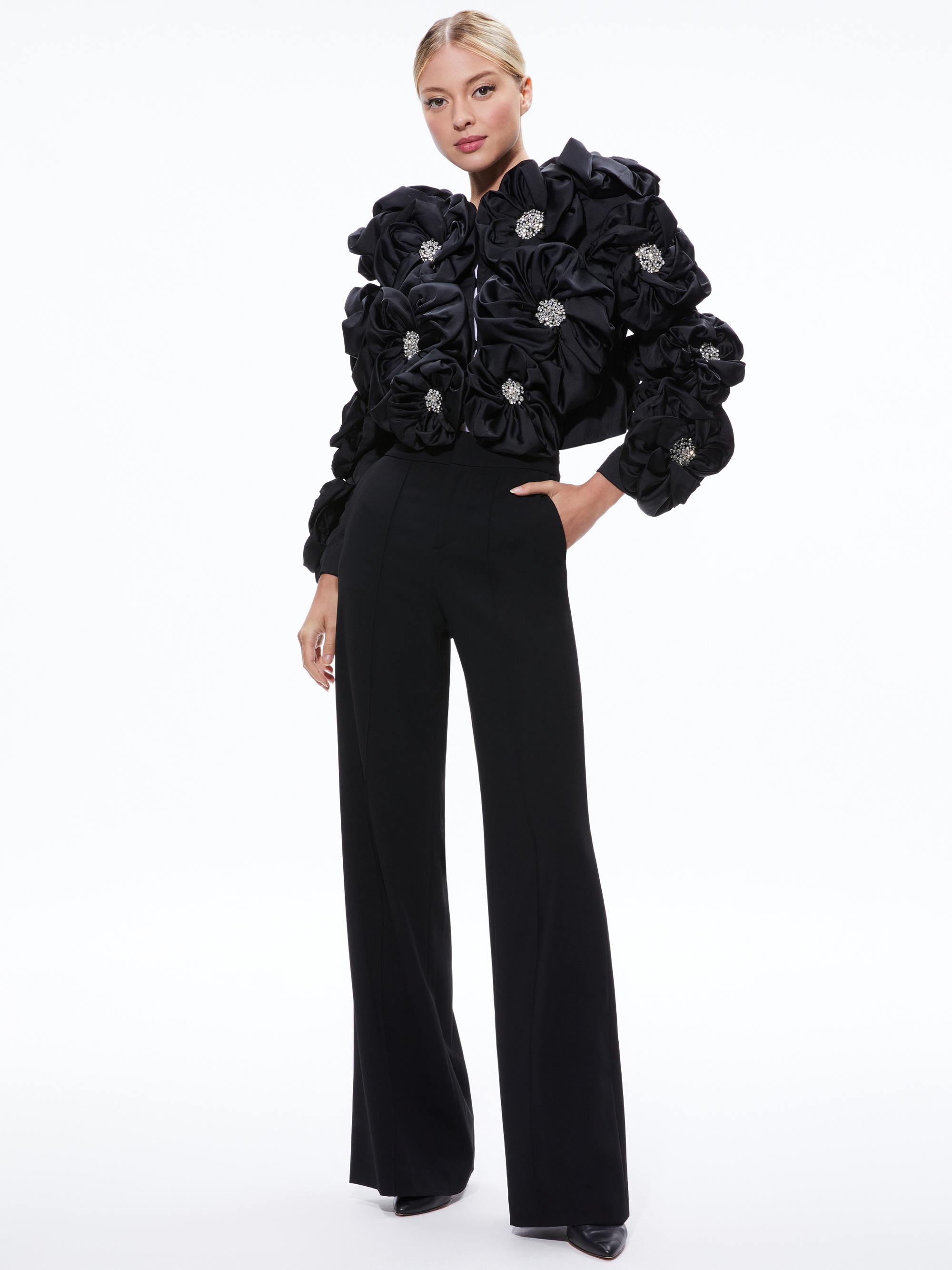 LORNA CROPPED FLORAL APPLIQUE JACKET - 6