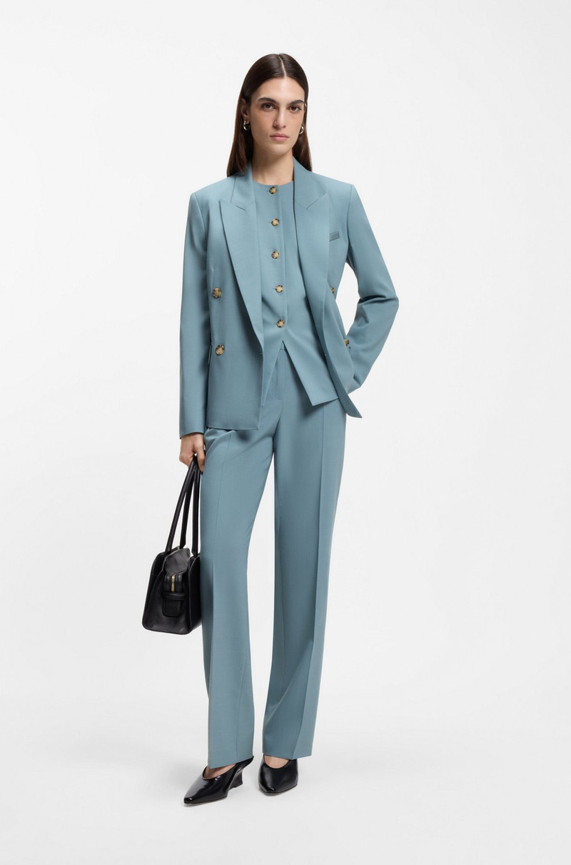 BOSS WEDGE-HEEL MULES IN LEATHER outlook