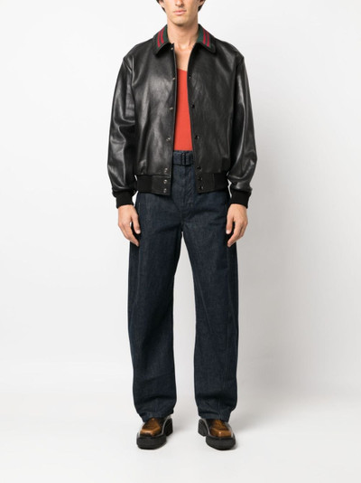 GUCCI Web-collar leather bomber jacket outlook