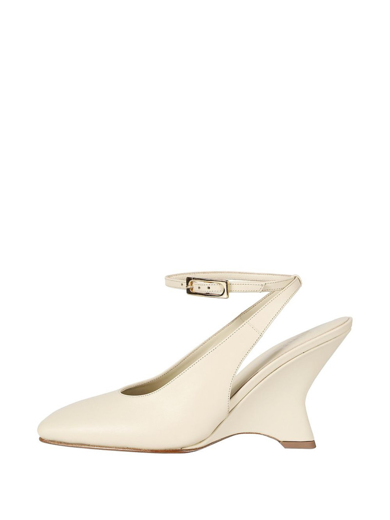 square toe ankle strap heeled pumps 4