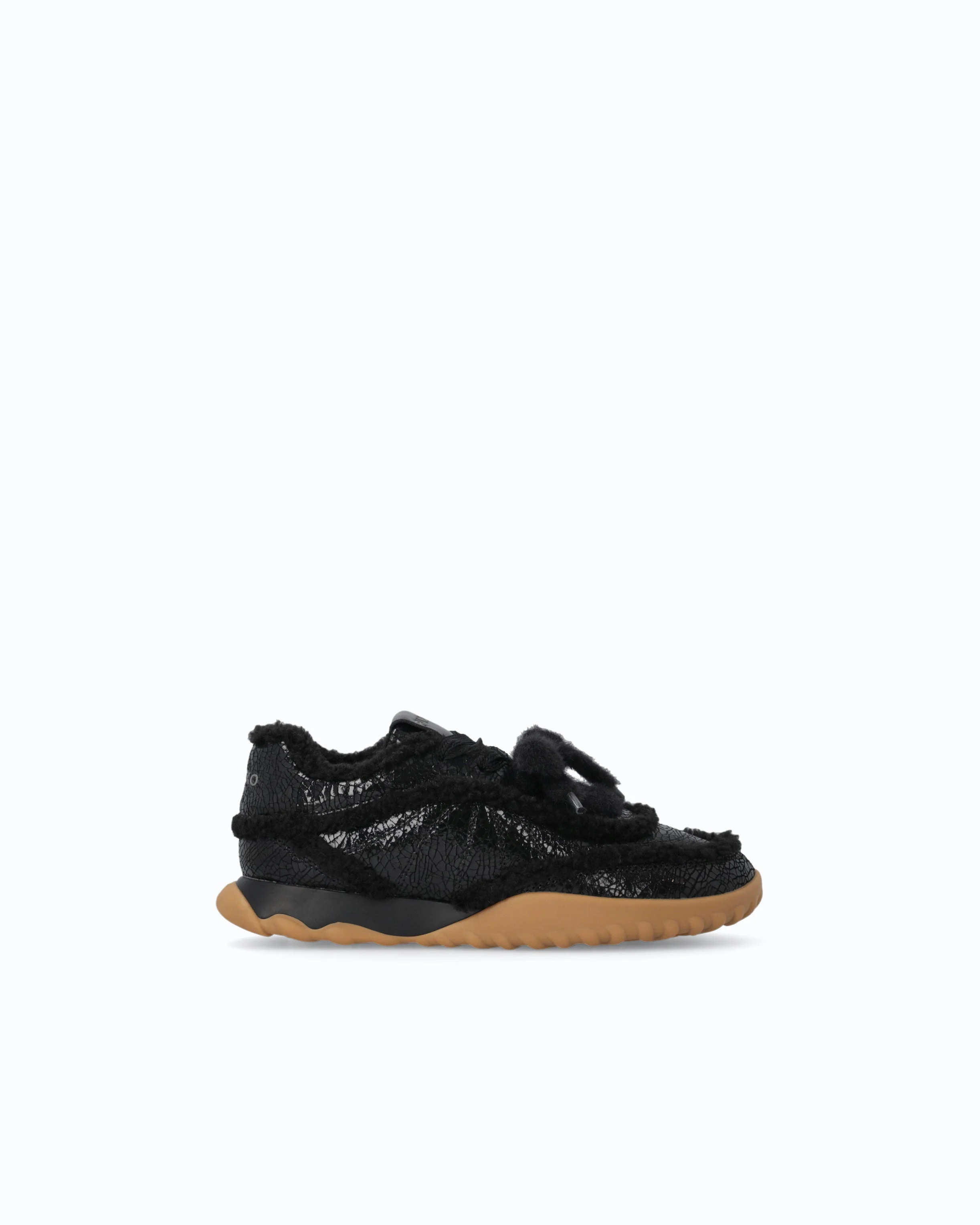 LATHER SNEAKERS WITH FAUX FUR DETAILS - 1