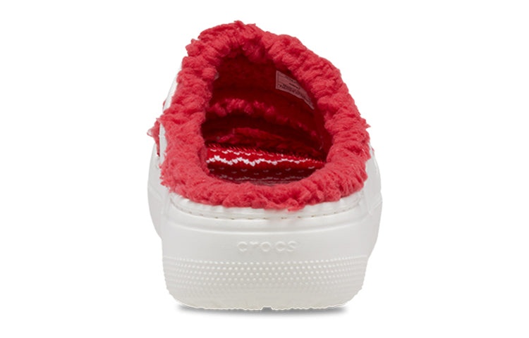 (WMNS) Crocs Classic Cozzzy Holiday Sweater Sandal 'White Red' 209227-90H - 6