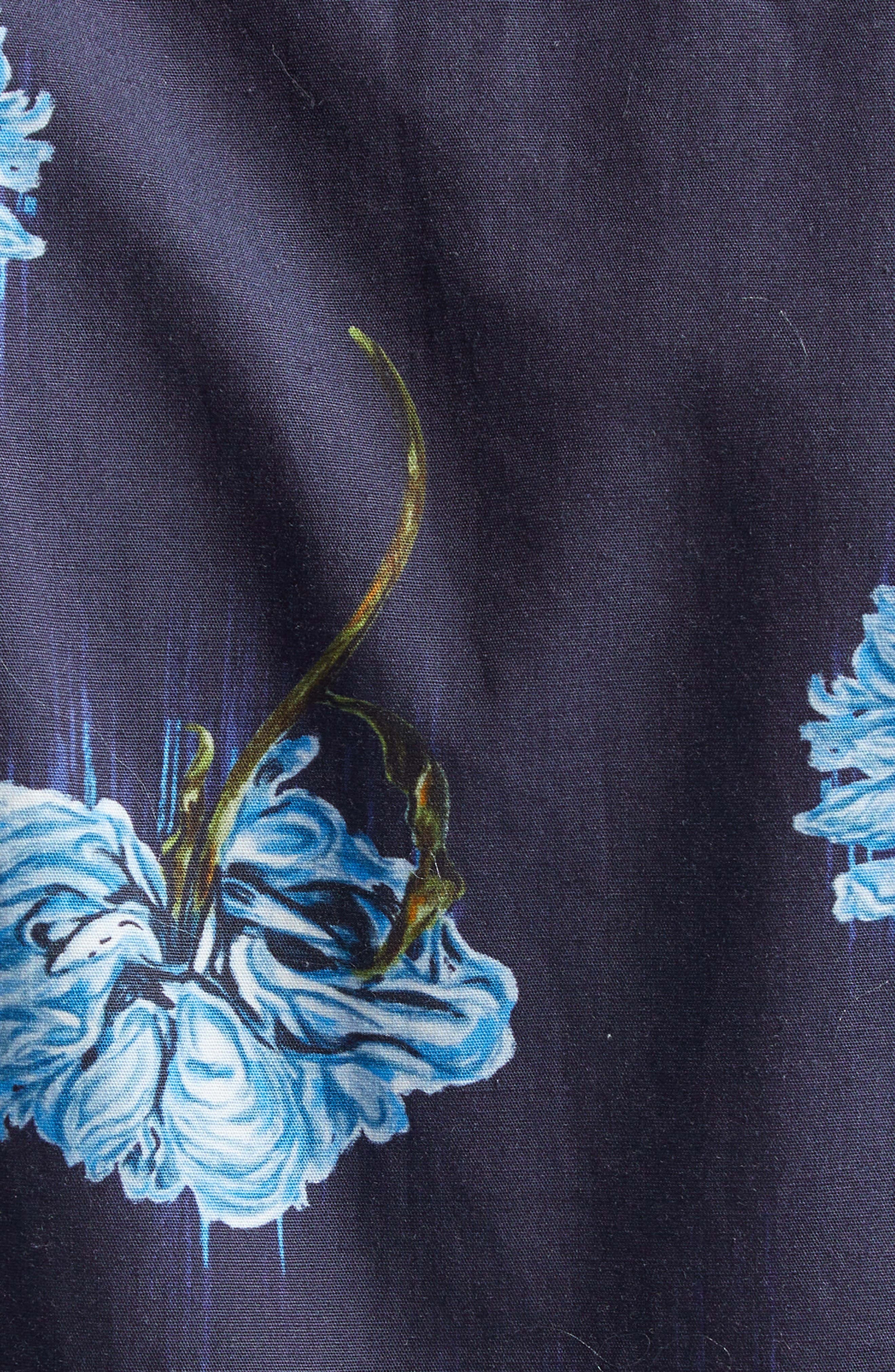 Emilia Wickstead Rubie Belted Cotton Poplin Midi Shirtdress in Blue Flowers On Navy at Nordstrom - 6