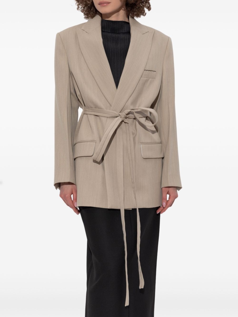 tied waist blazer - 3