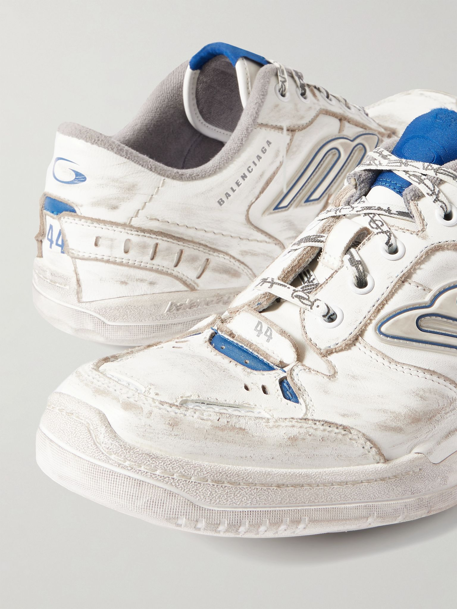 Hamptons Logo-Appliquéd Distressed Leather Sneakers White - 5