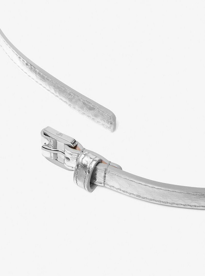MICHAEL KORS COLLECTION Carolyn Metallic Snake Embossed Leather Waist Belt outlook