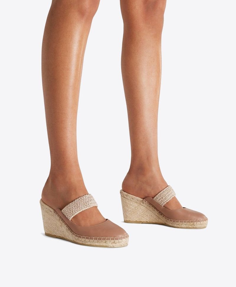 Siena 70 Blush Leather Wedge Mules 4