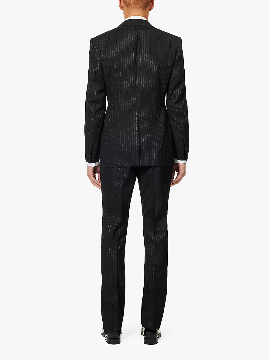 Striped single-breasted regular-fit wool-blend suit - 4