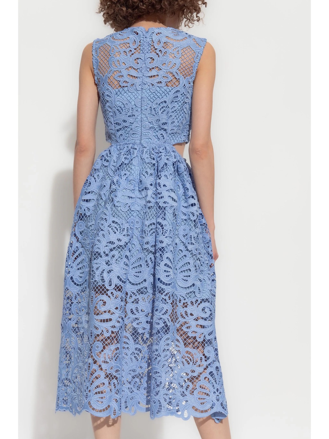 Blue Lace Cut Out Midi Dress - 4