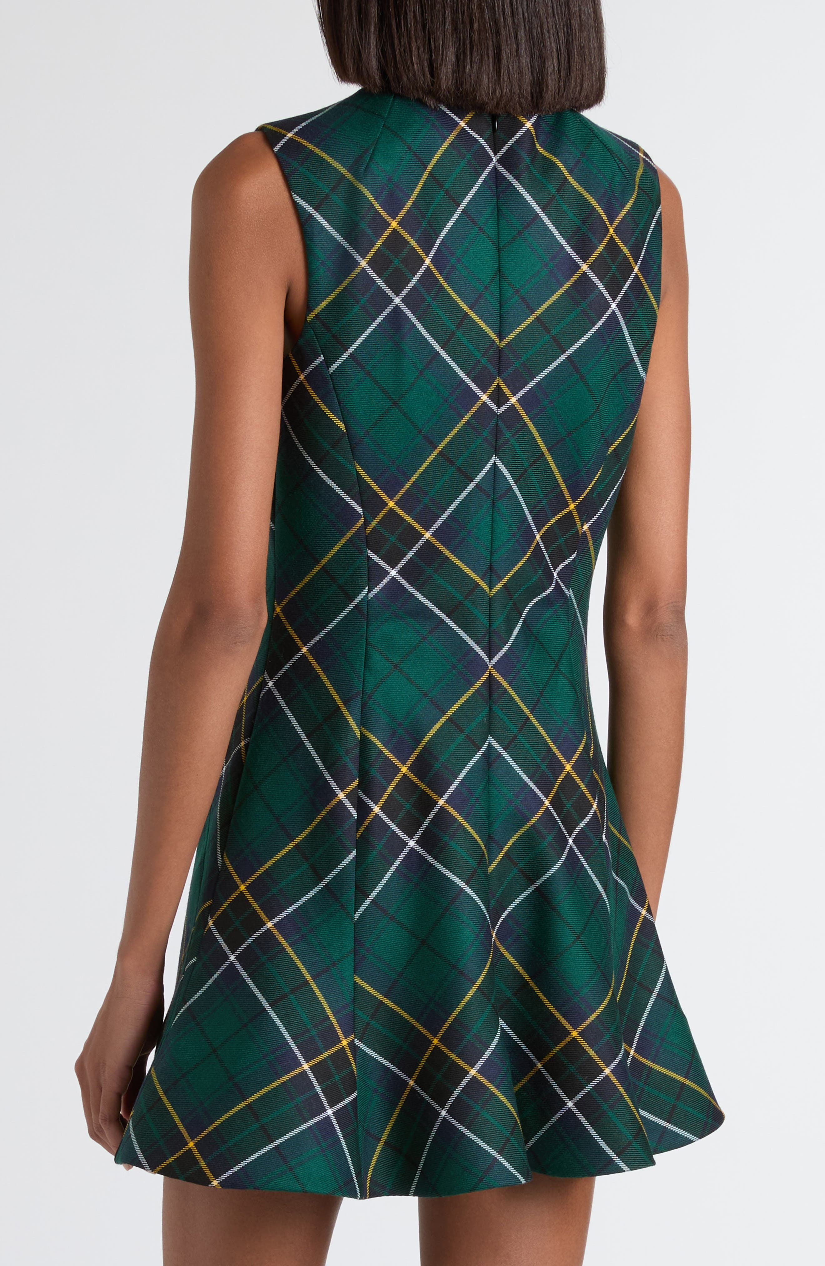 McQueen Tartan Wool Minidress in Navy/Green/Yellow at Nordstrom - 5