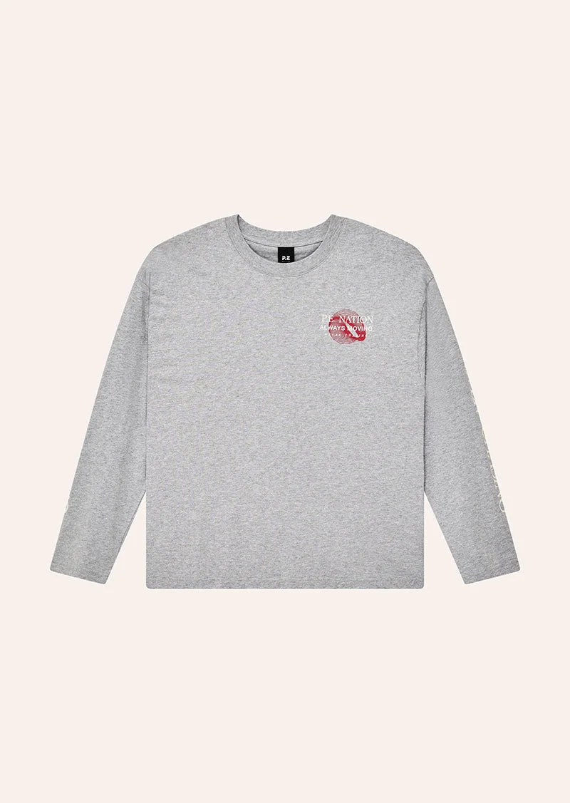 SNAP LONG SLEEVE TEE IN GREY MARLE - 1