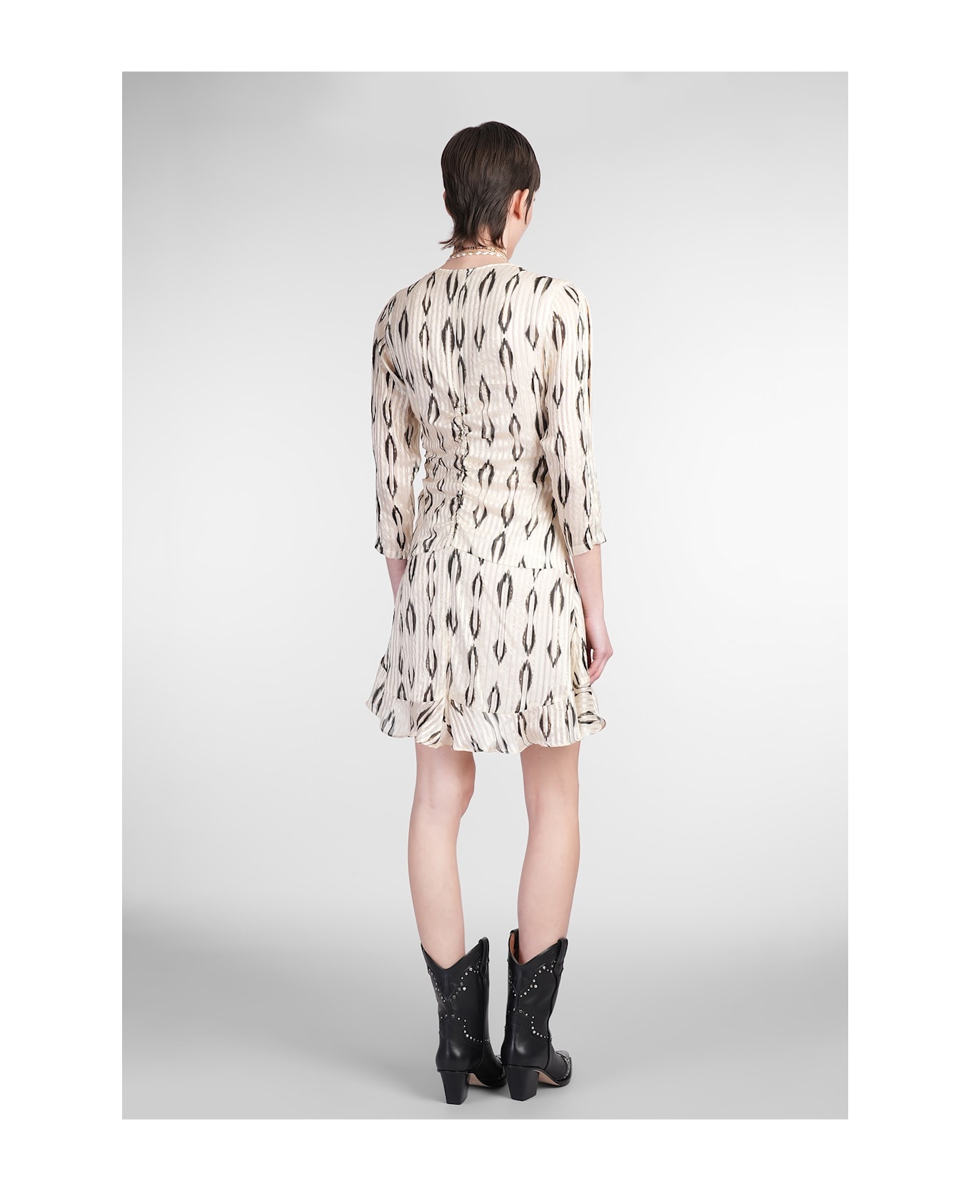 Octavia Dress In Beige Silk - 3